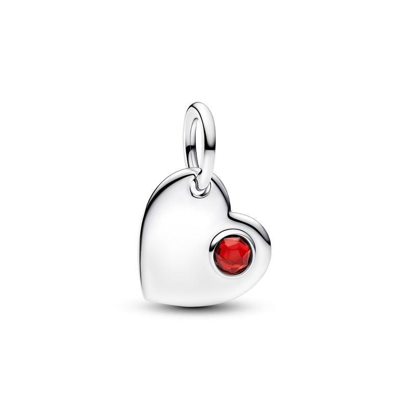 January Red Stone Heart Dangle Charm