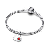 January Red Stone Heart Dangle Charm