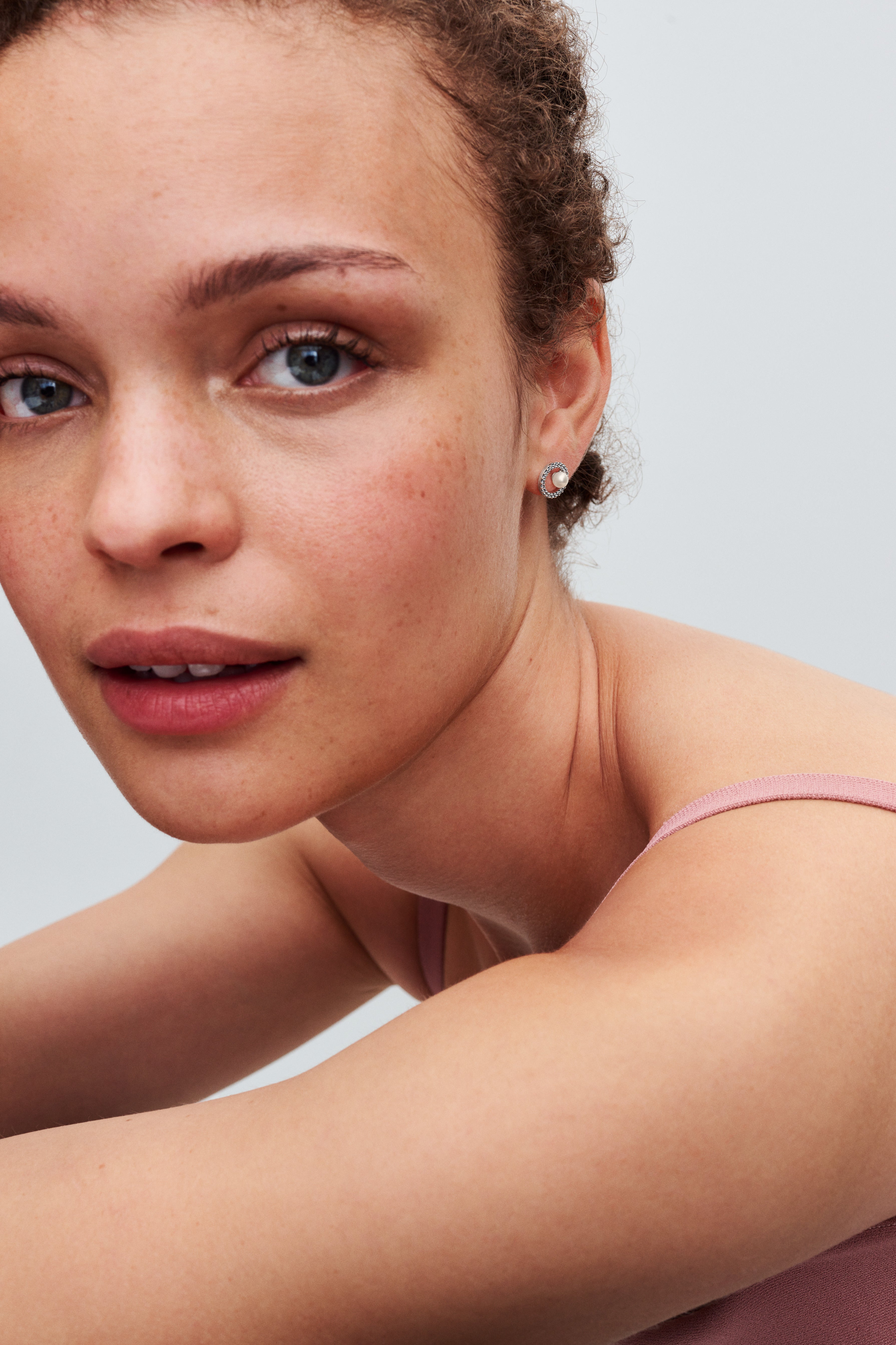 Treated Freshwater Cultured Pearl & Pavé Halo Stud Earrings