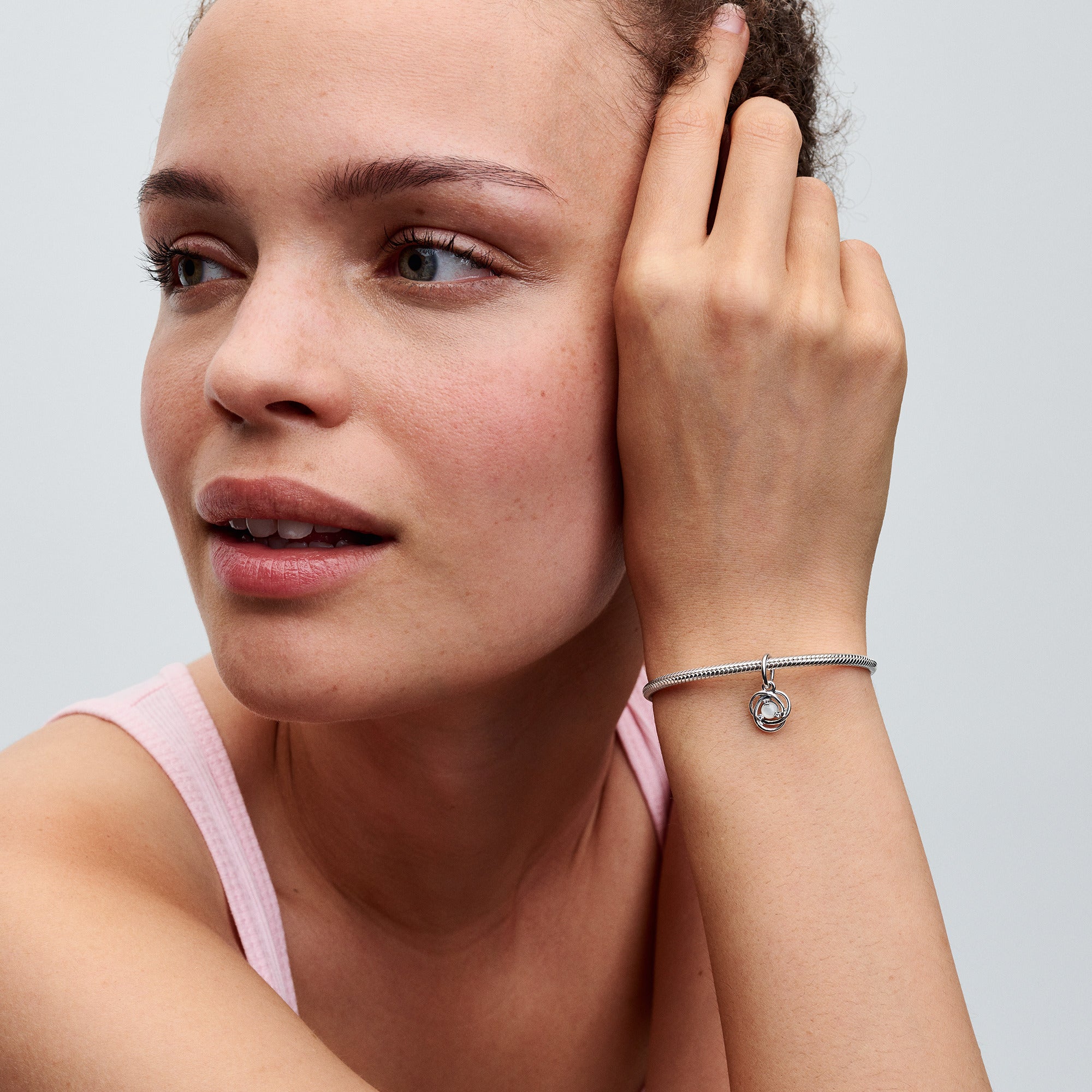 June White Eternity Circle Dangle Charm