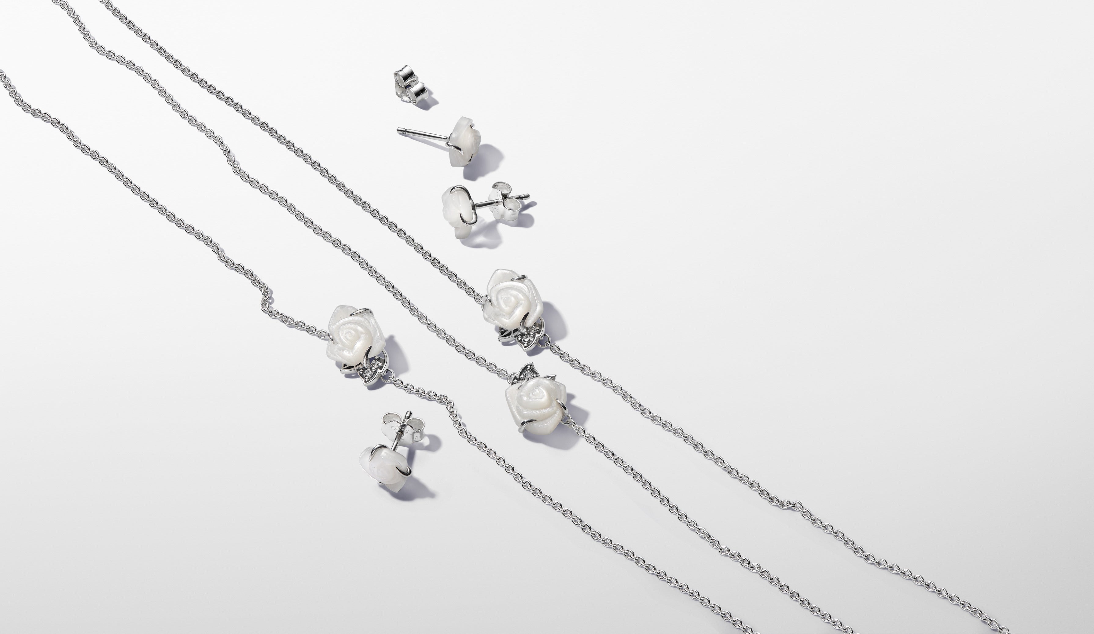 White Rose Stud Earrings