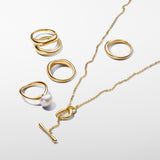 Organically Shaped Circles T-bar Necklace