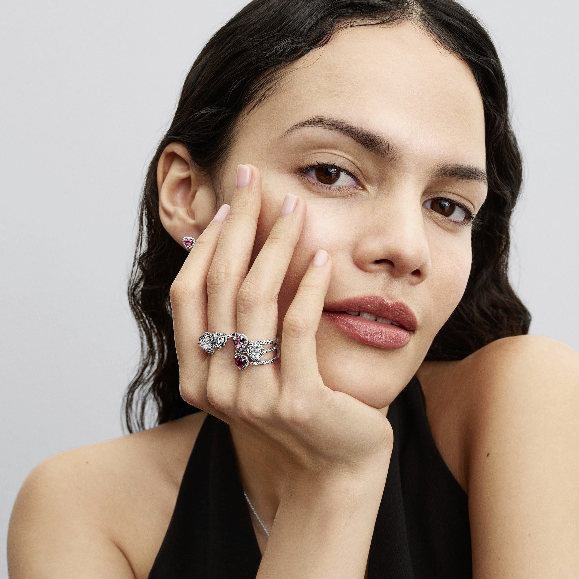 Elevated Pink Heart Stud Earrings