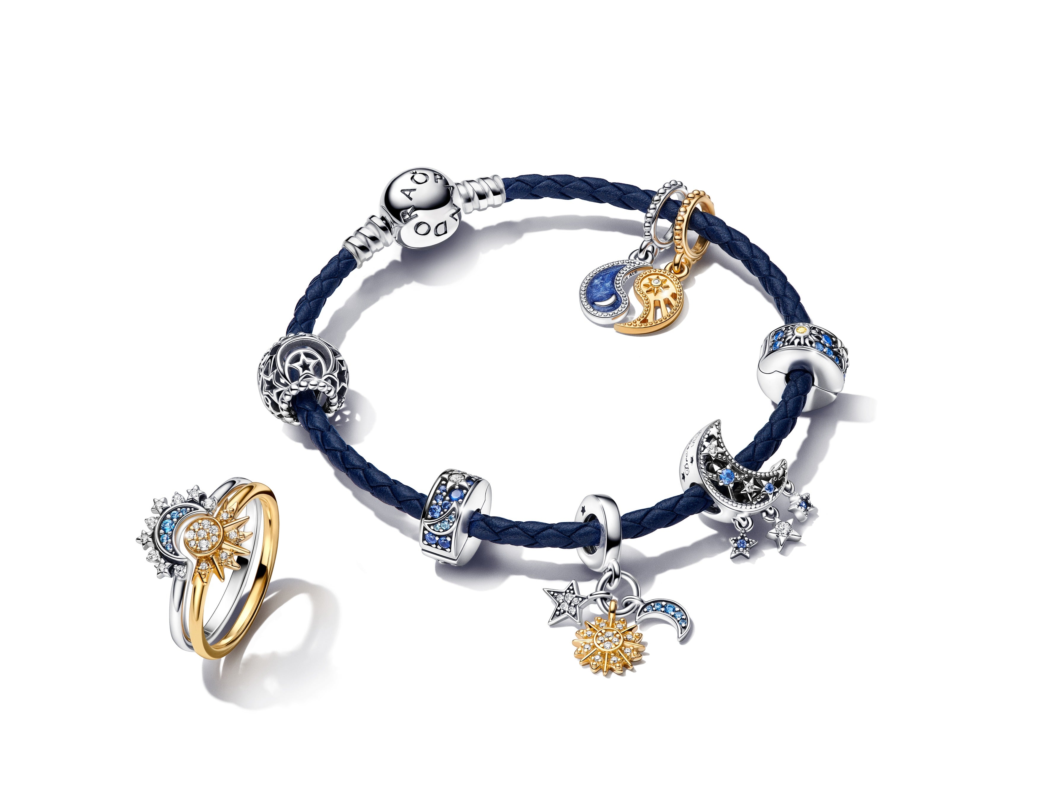 Two-tone Splittable Sun & Moon Dangle Charm