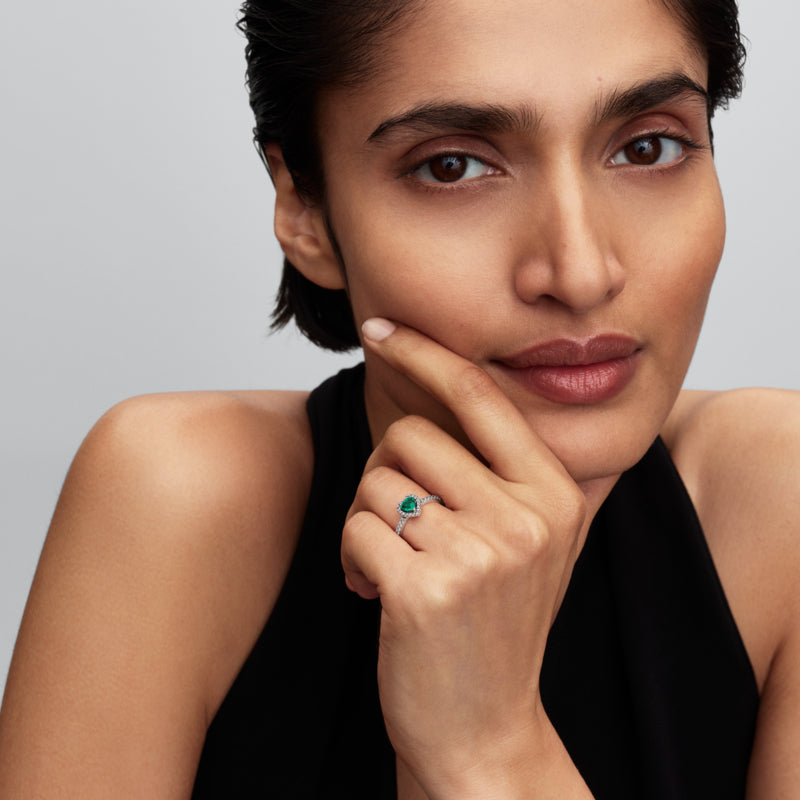 May Crystal Birthstone Elevated Green Heart Ring