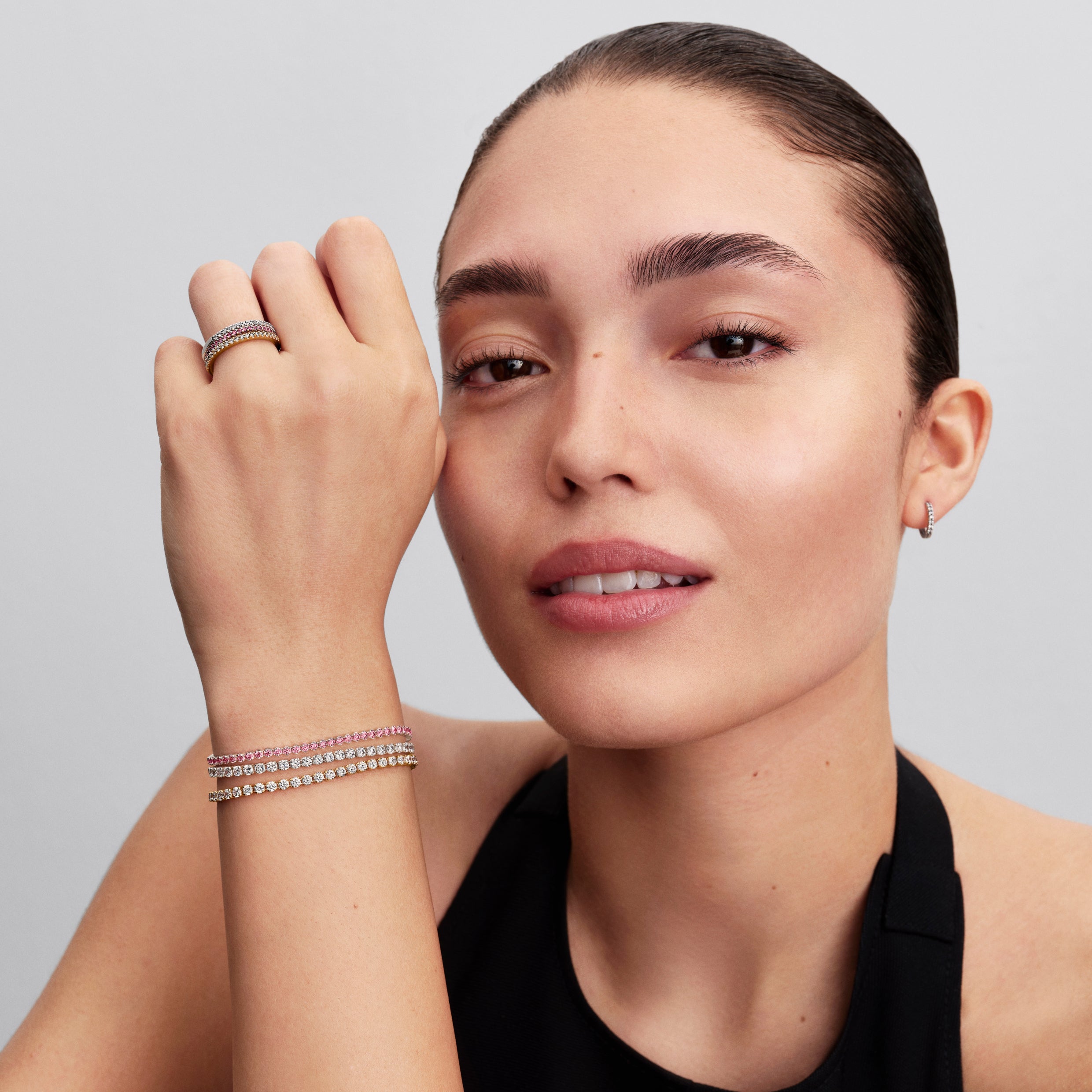 Sparkling Pink Band Ring