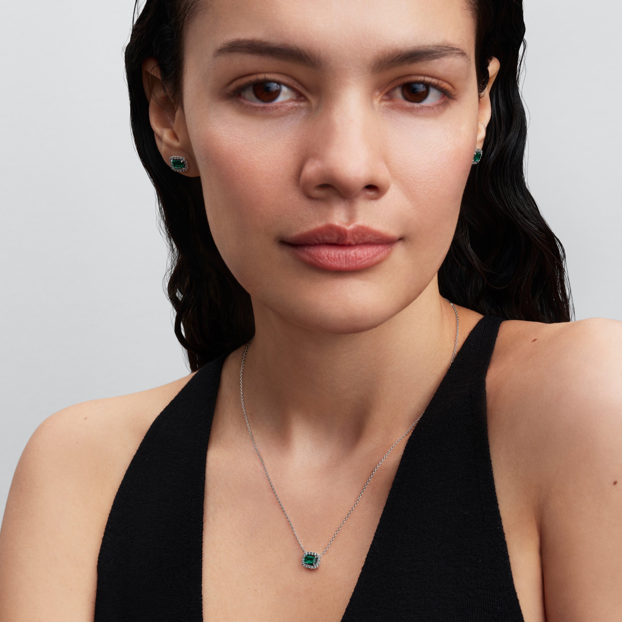 Royal Green Crystal Silver Necklace