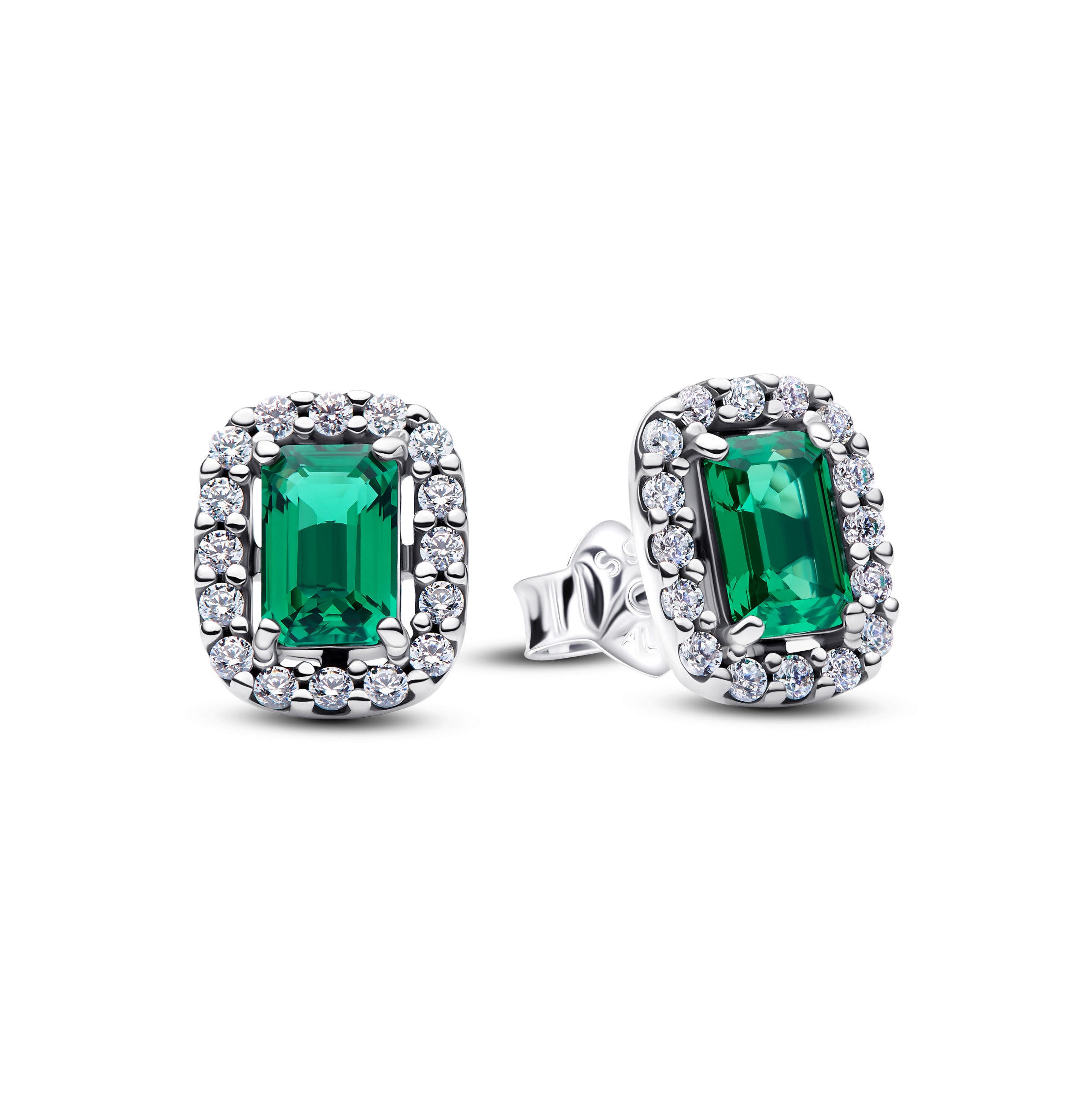 Royal Green Crystal Silver Earrings