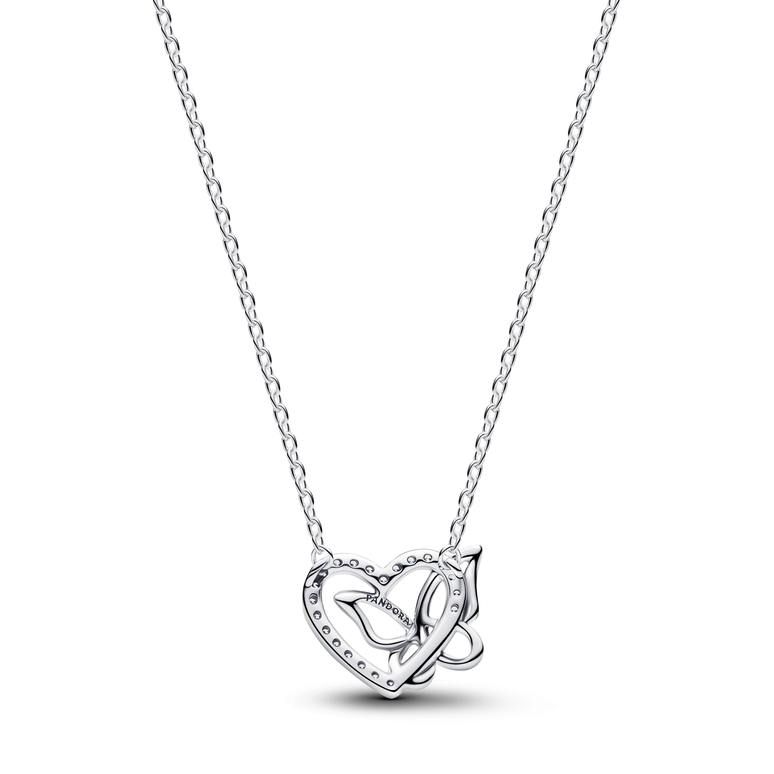 Heart and Butterfly Silver Collier