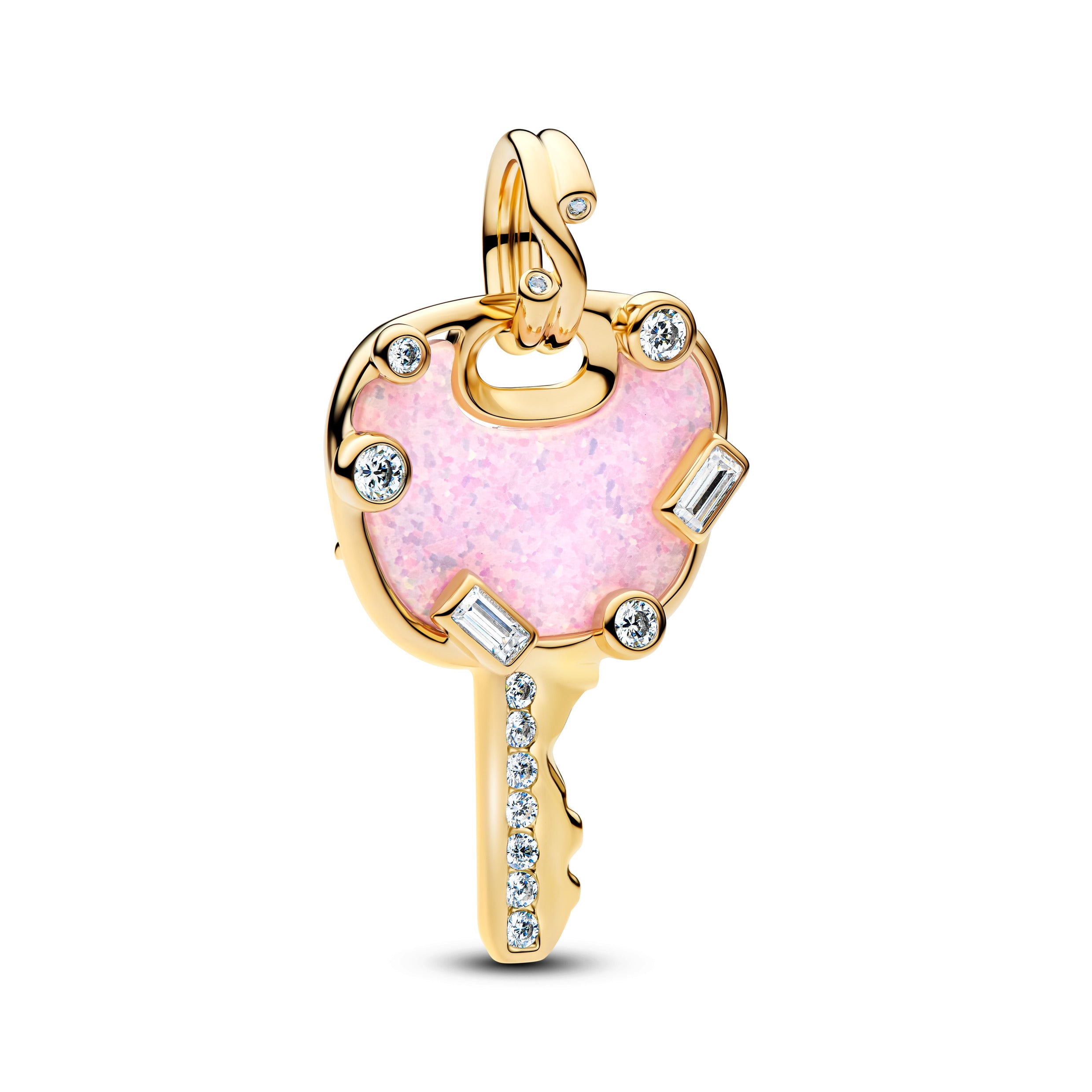 Opalescent Pink Love Key Large Dangle Charm