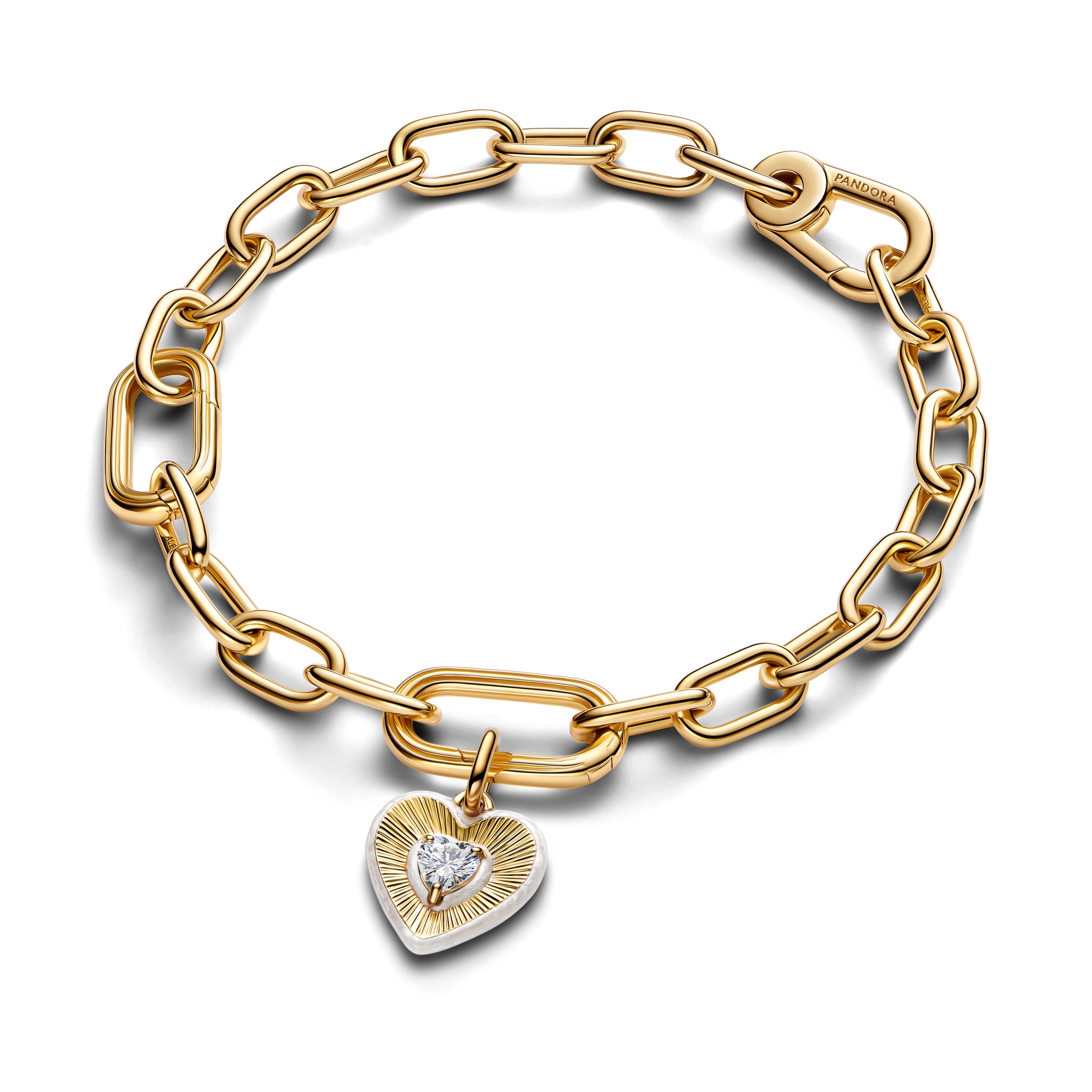 Radiating White Heart Medallion Charm