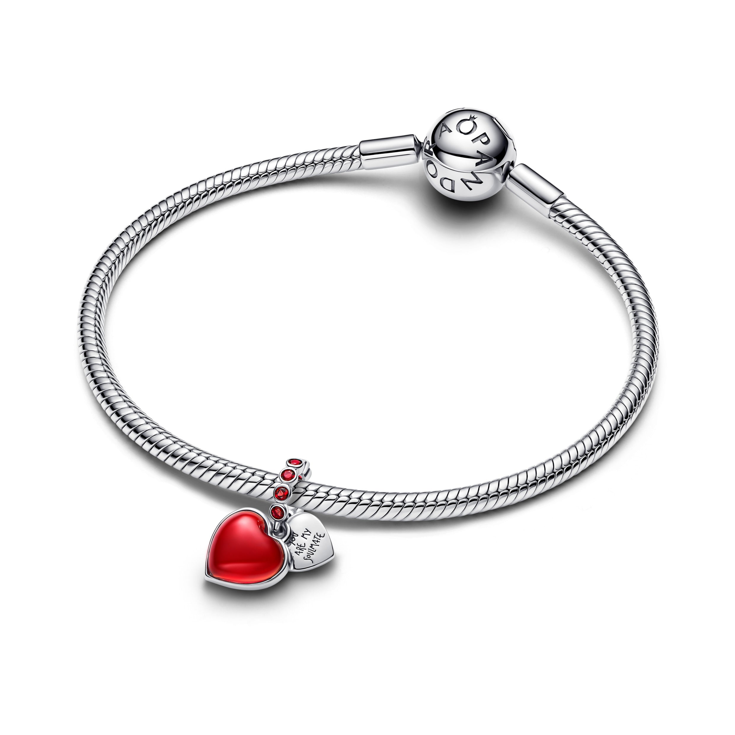 Red Murano Glass Heart Double Dangle Charm