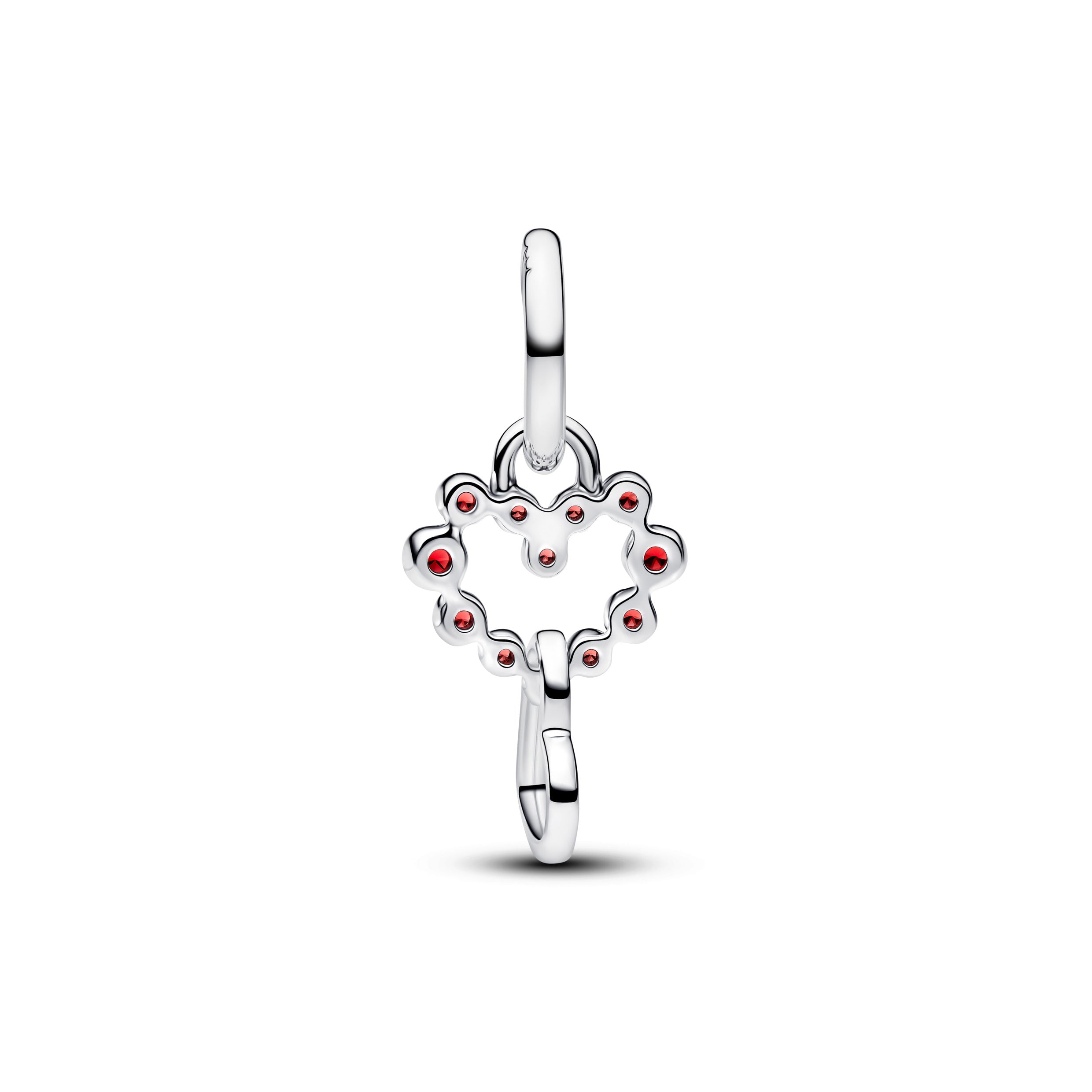 Connected Hearts & Red Stones Dangle Charm