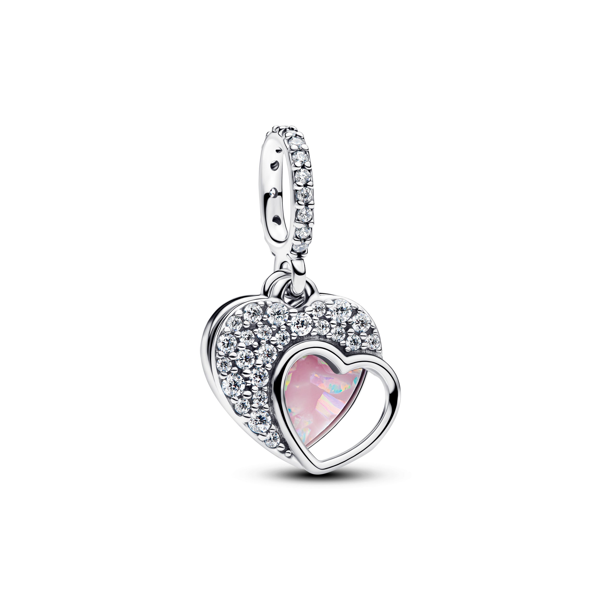 Heart Silver Double Dangle Charm