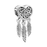 Dreamcatcher sterling silver heart charm