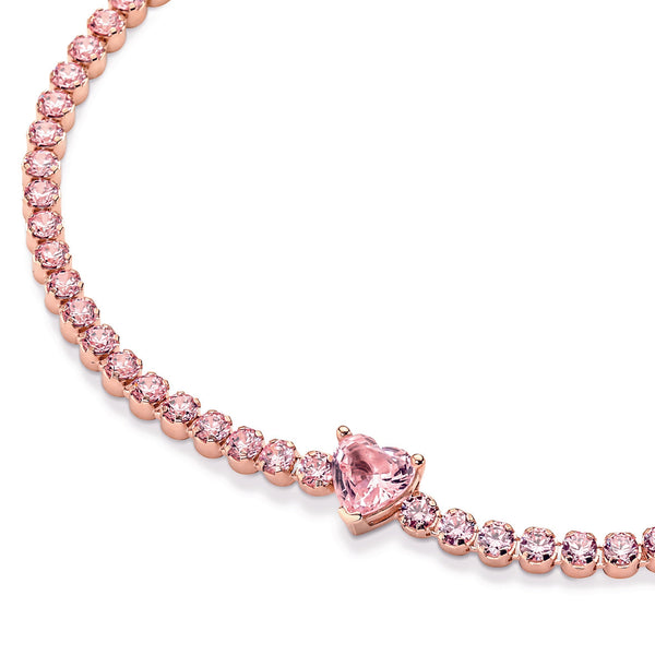 Heart 14K Rose Gold-Plated Tennis Bracelet