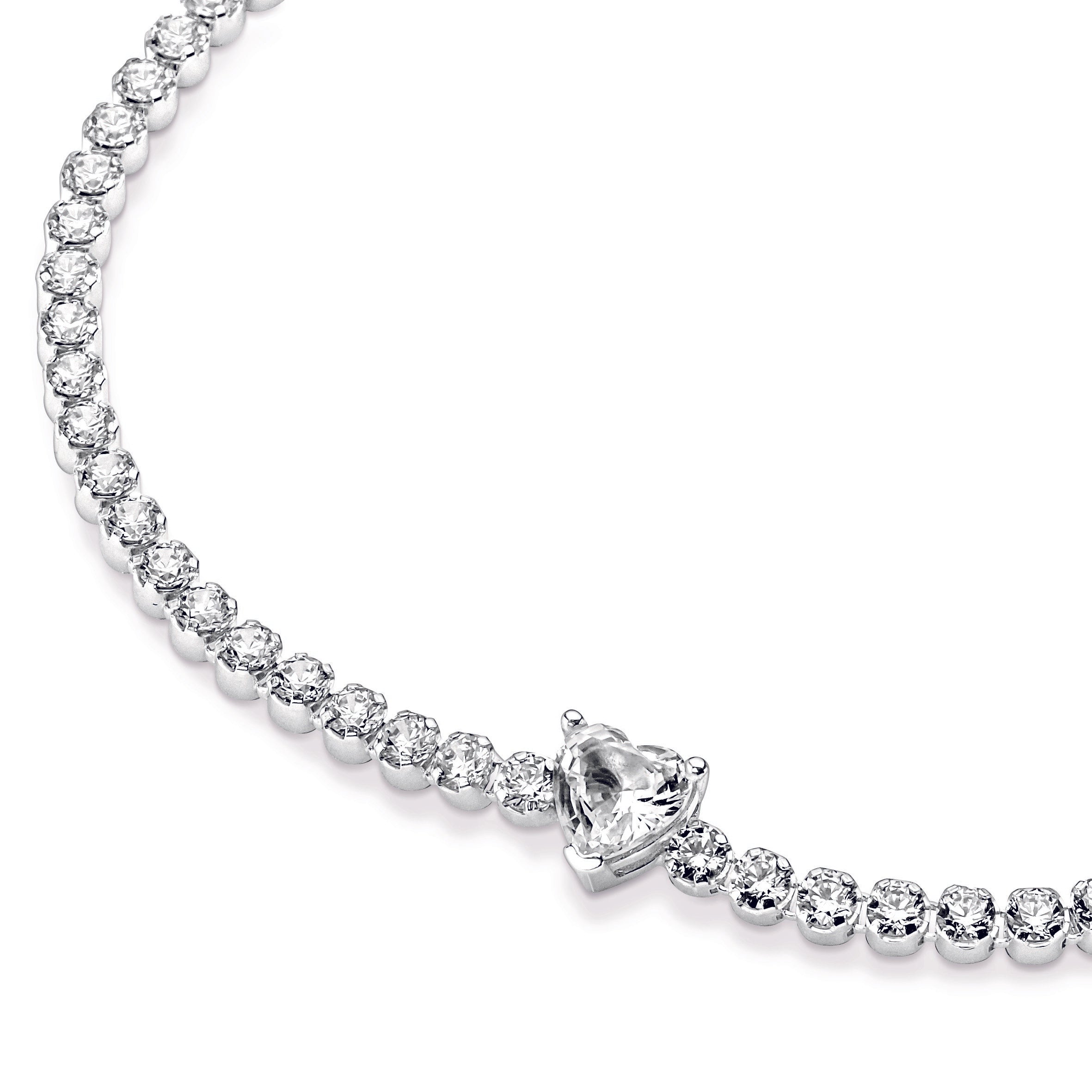 Heart Sterling Silver Tennis Bracelet