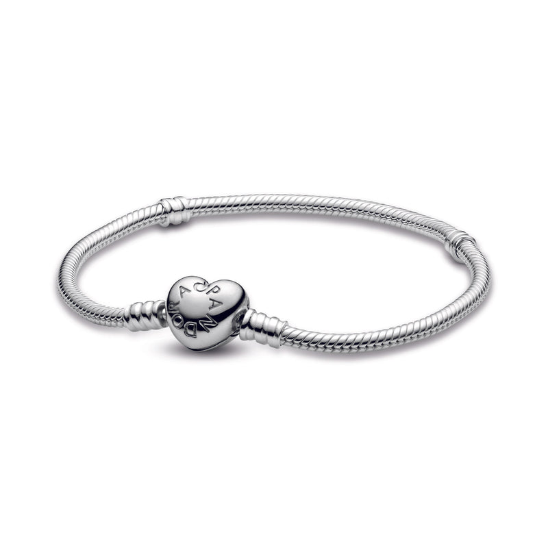 Silver Bracelet with Heart-Shaped Clasp