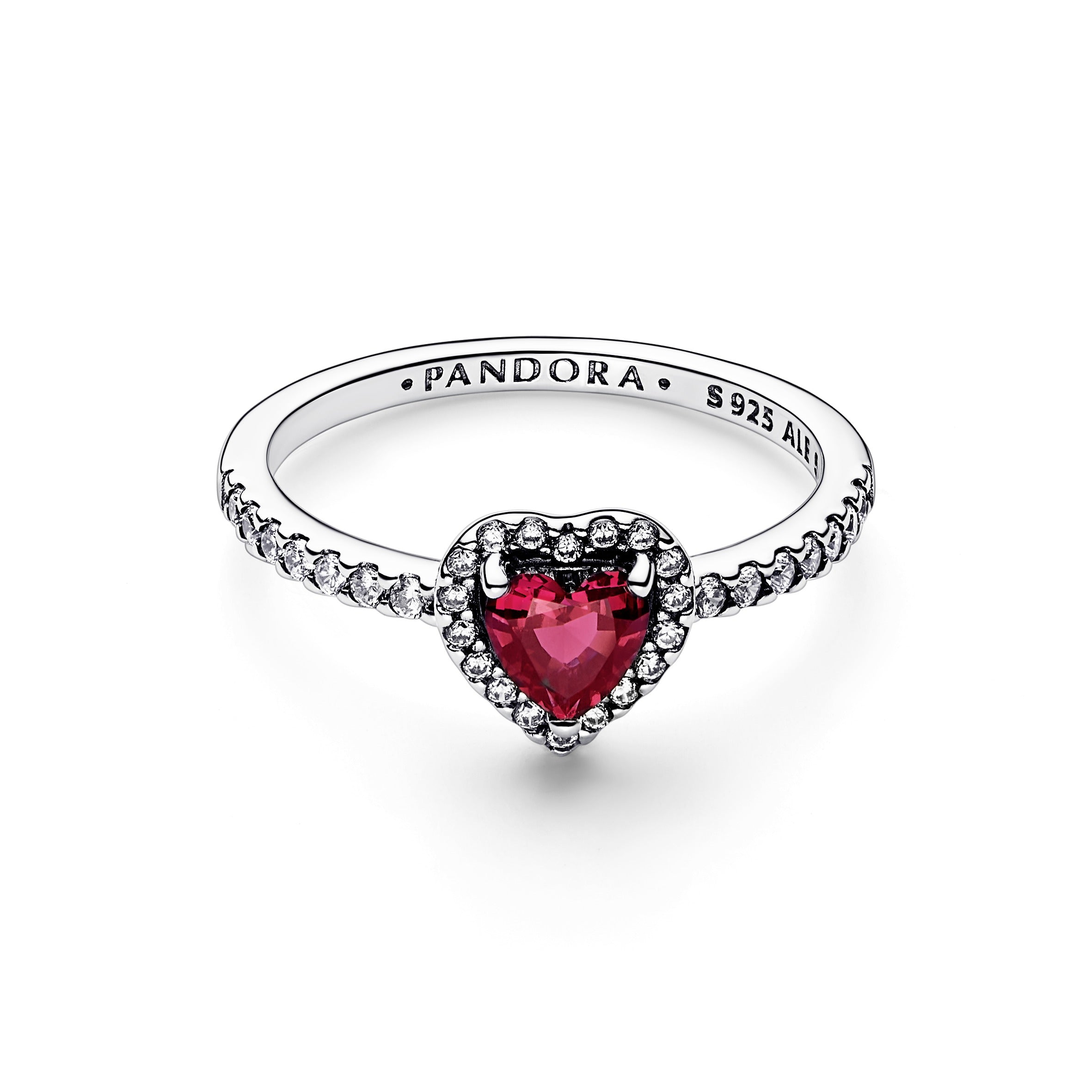 Кольцо pandora красное сердце