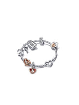 Open Heart Silver And 14K Rose Gold-Plated Dangle