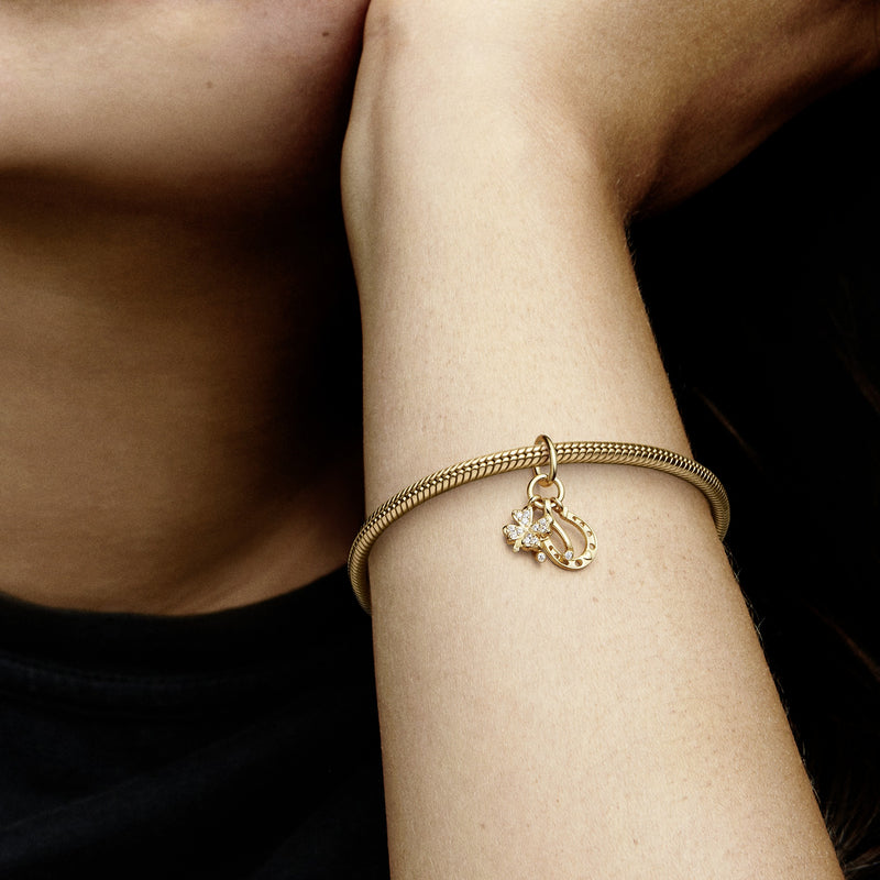 Clover, Wishbone And Horseshoe Gold Dangle