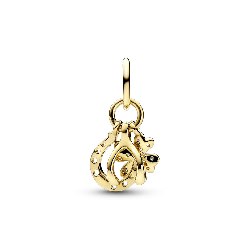 Clover, Wishbone And Horseshoe Gold Dangle
