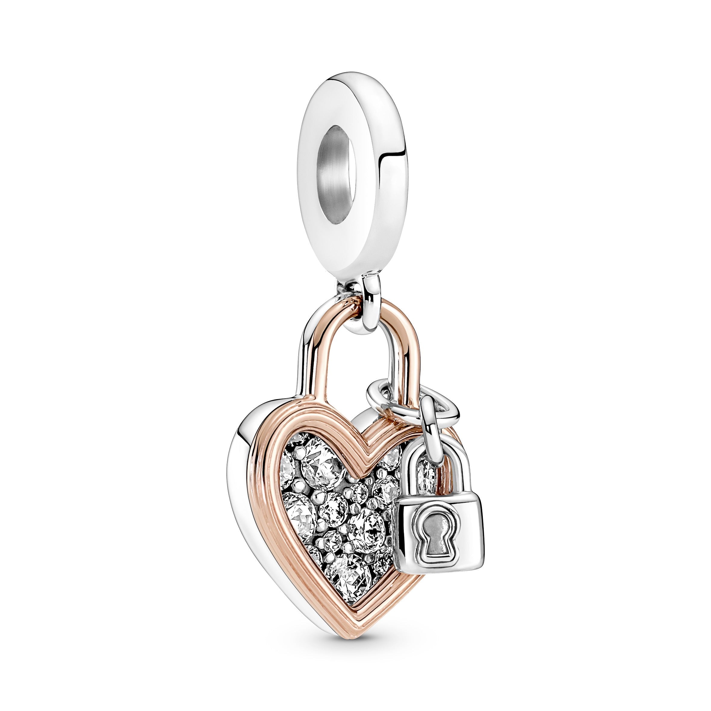 Heart Padlock Double Dangle