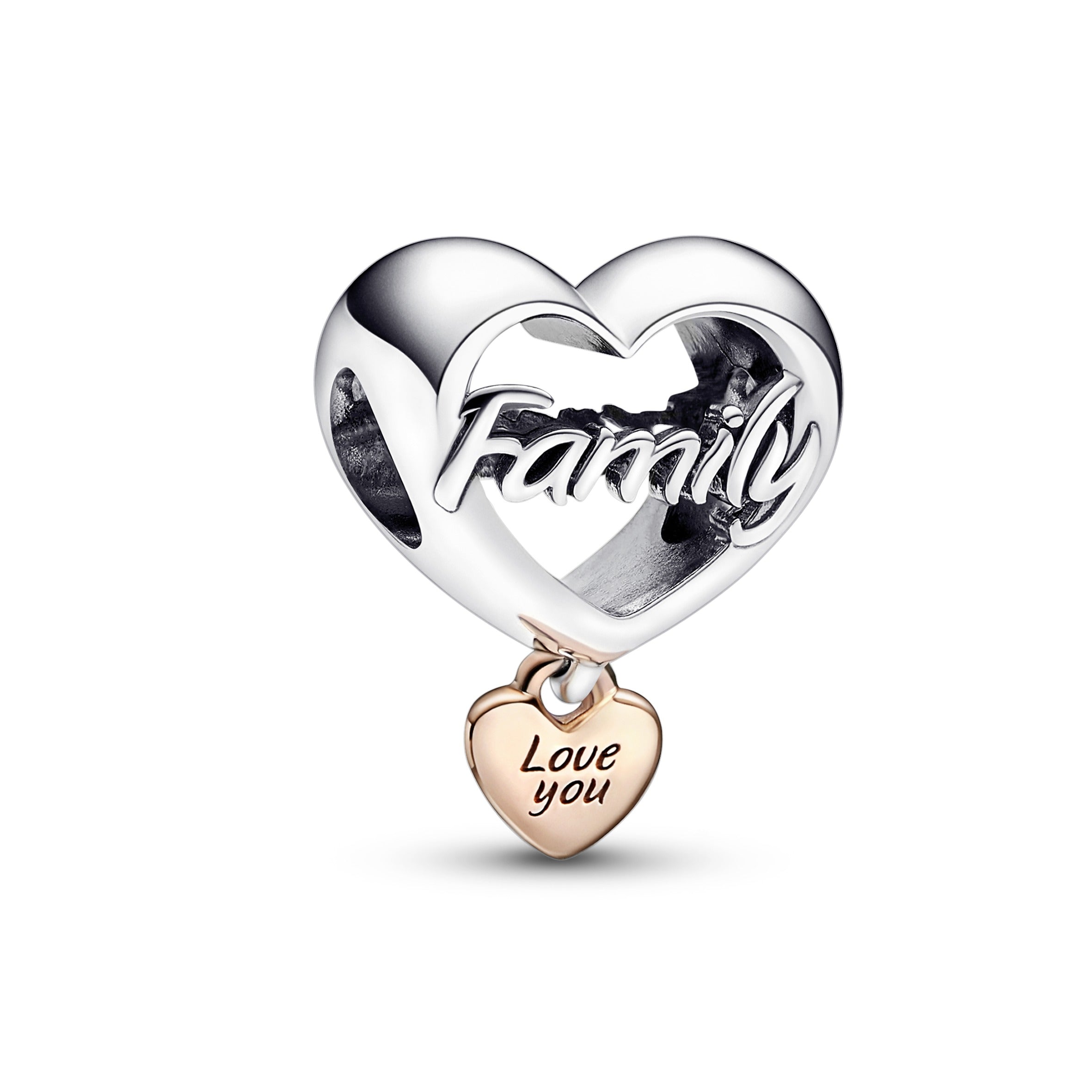 Family Heart Silver And Rose Gold-Plated Charm