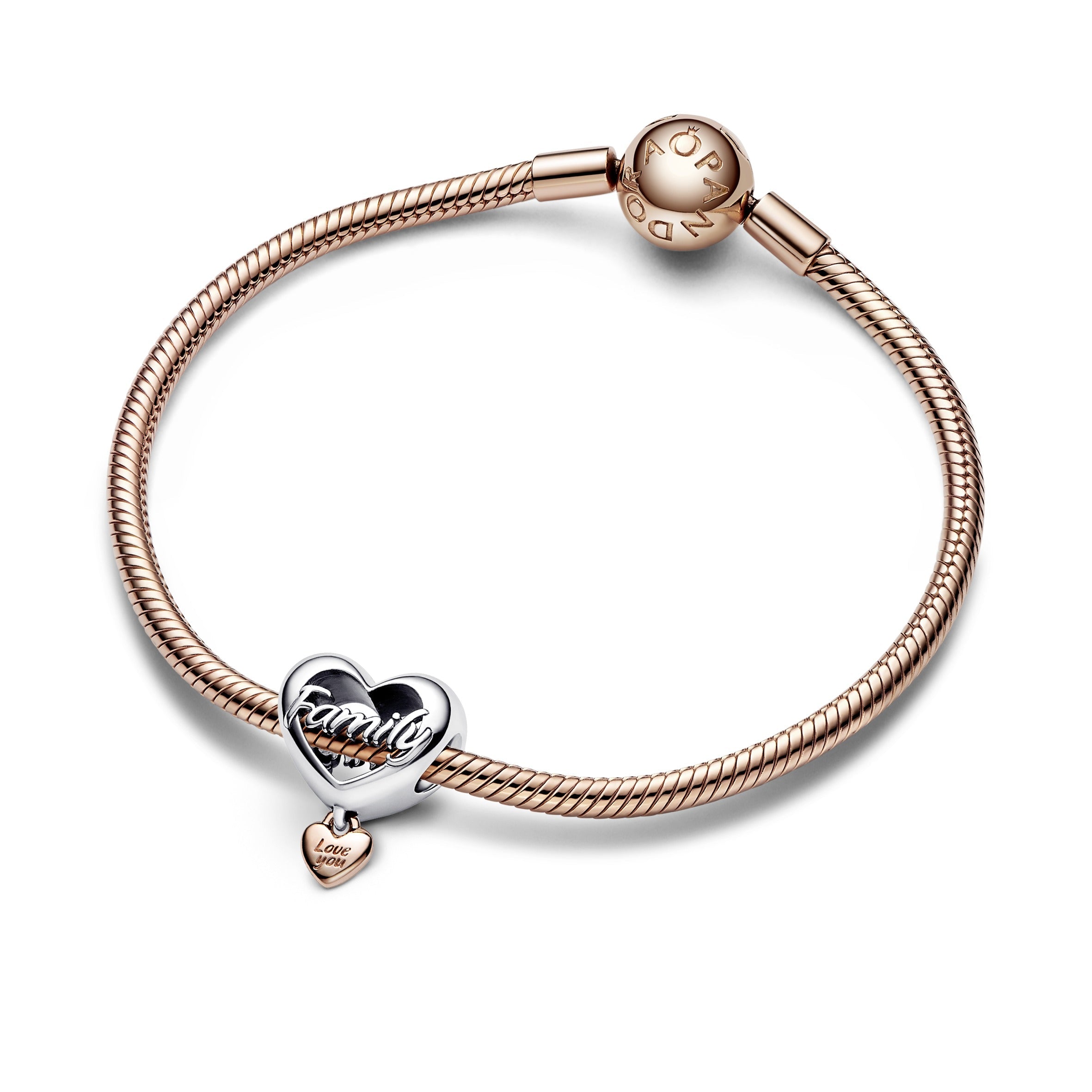 Family Heart Silver And Rose Gold-Plated Charm