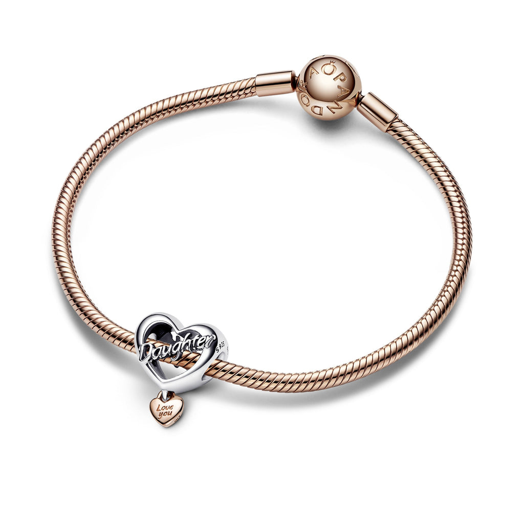Rose gold pandora bracelet with silver charms clearance