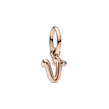 Letter V 14K Rose Gold-Plated Dangle