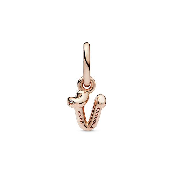 Letter V 14K Rose Gold-Plated Dangle