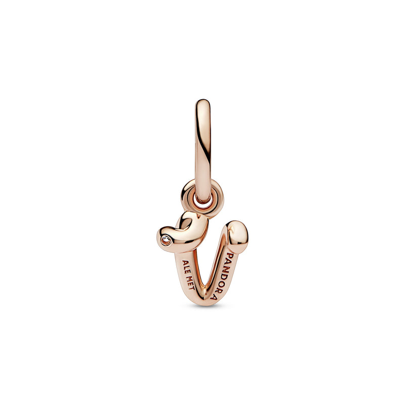 Letter V 14K Rose Gold-Plated Dangle