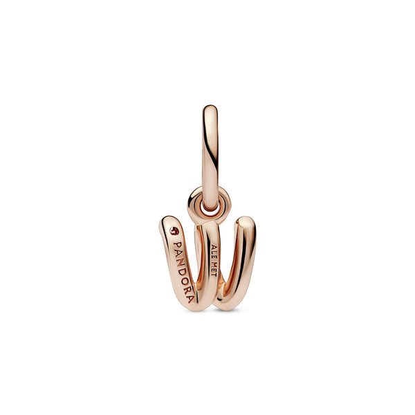 Letter W 14K Rose Gold-Plated Dangle