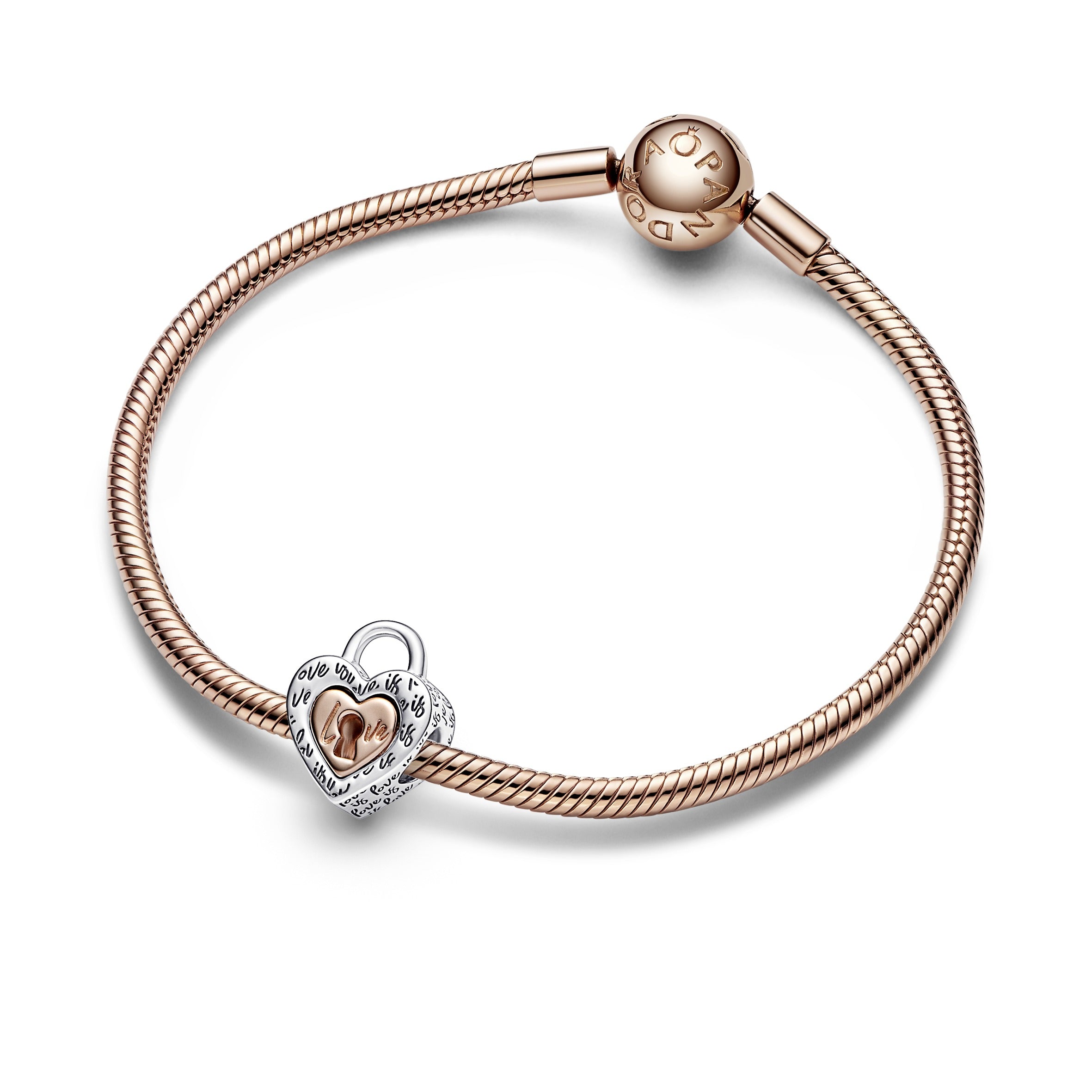 Two-tone Padlock Splittable Heart Charm