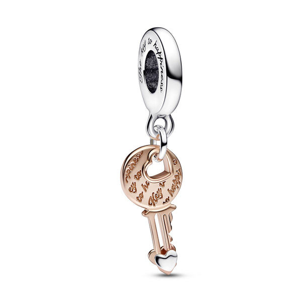 Key Silver And 14K Rose Gold-Plated Dangle