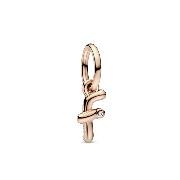 Letter F 14K Rose Gold-Plated Dangle