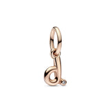 Letter D 14K Rose Gold-Plated Dangle