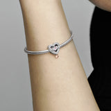 Two-tone Openwork Mum & Heart Charm