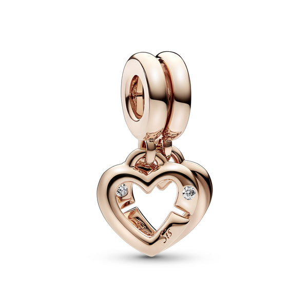 Heart Rose Gold-Plated Double Dangle