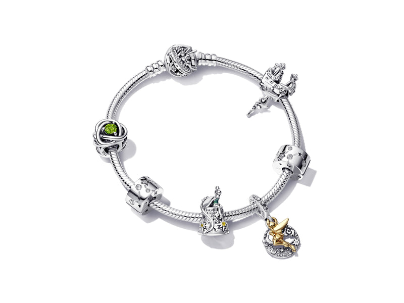 Disney Tinkerbell Snake Chain Silver Bracelet