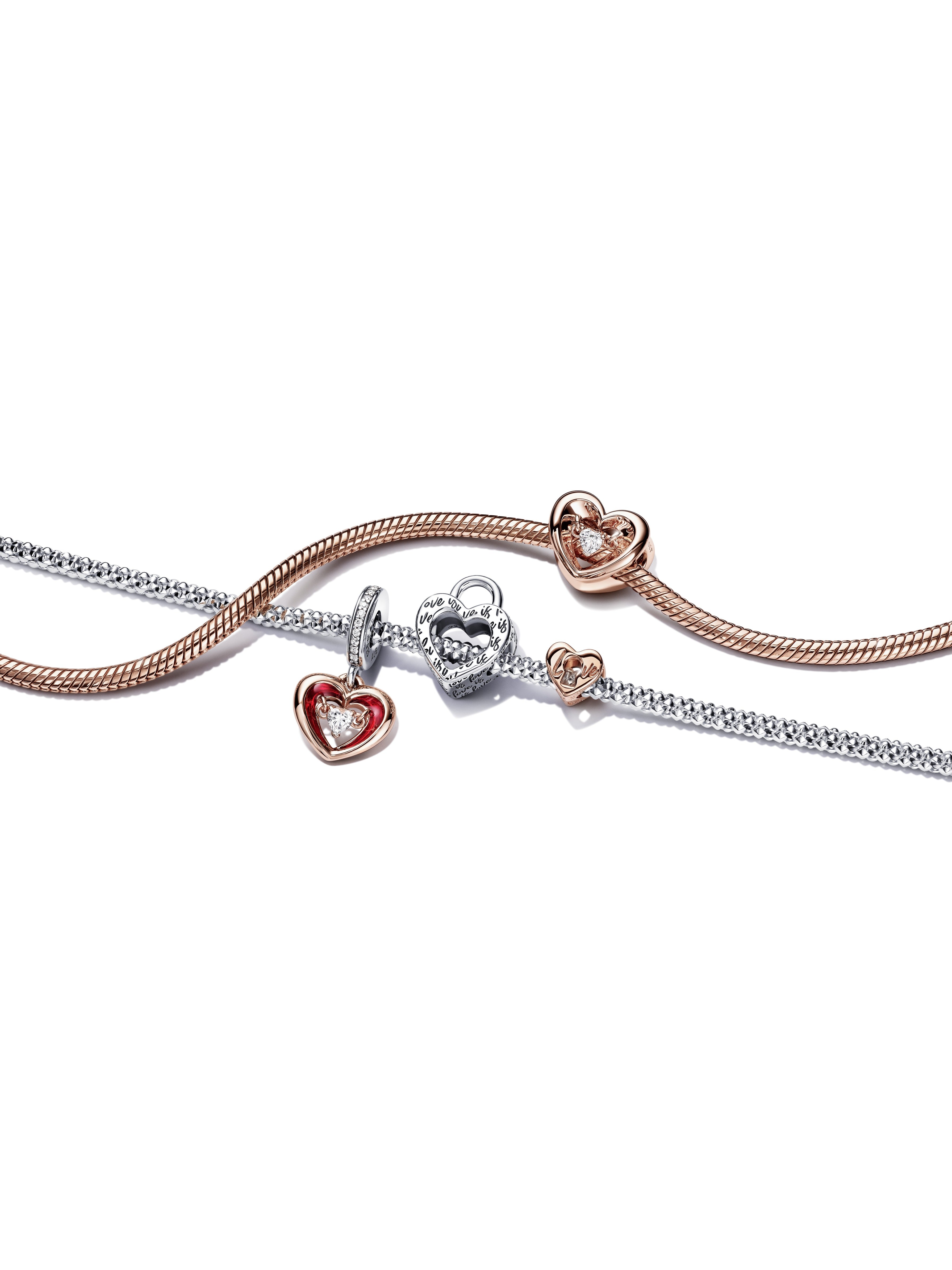 Two-tone Padlock Splittable Heart Charm