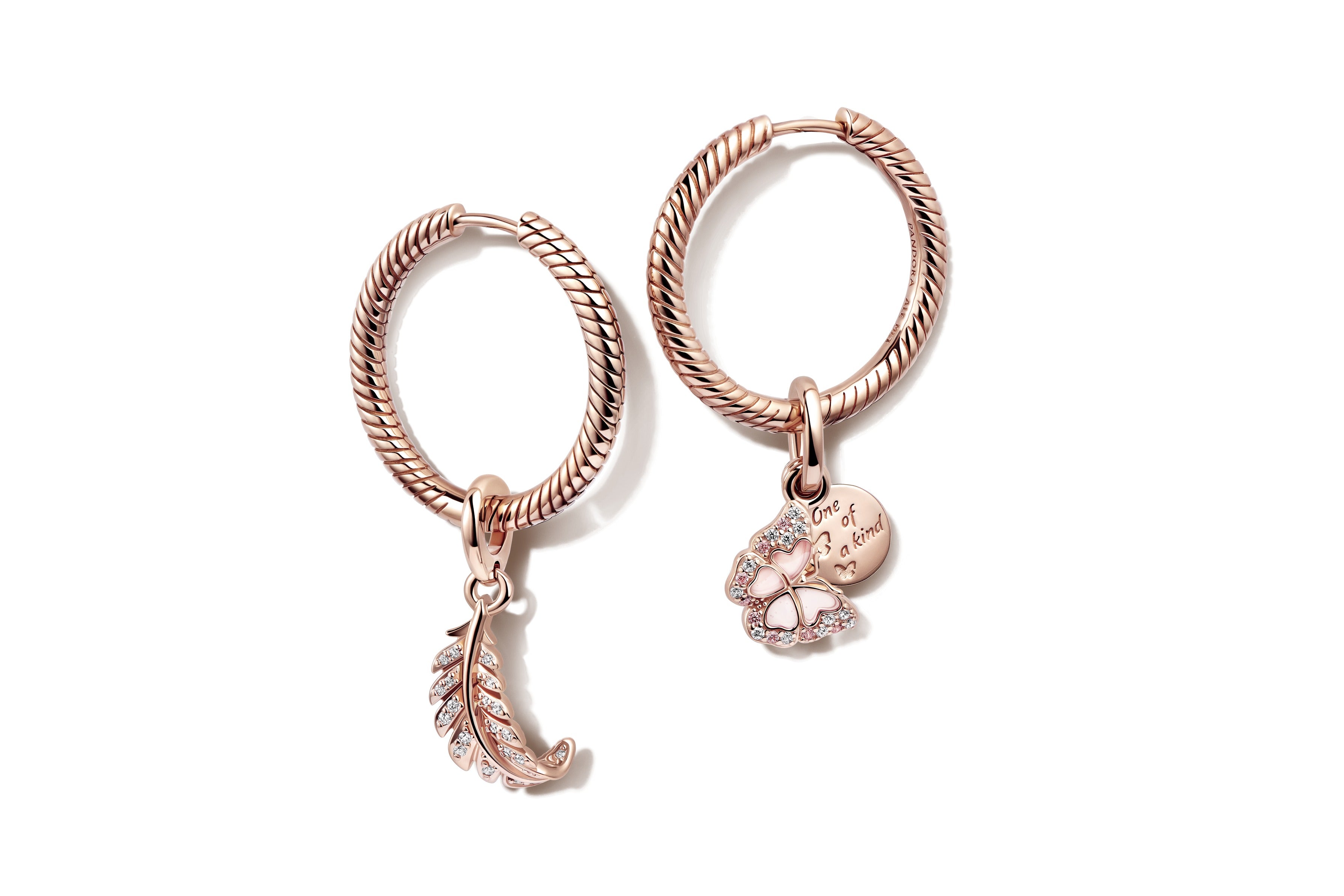 Pink Butterfly & Quote Double Dangle Charm